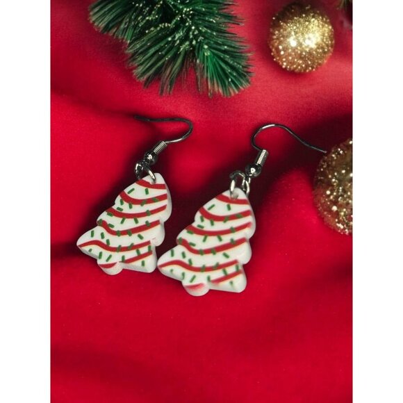 CHRISTMAS TREE CAKE DANGLE EARRINGS - Picture 4 of 7